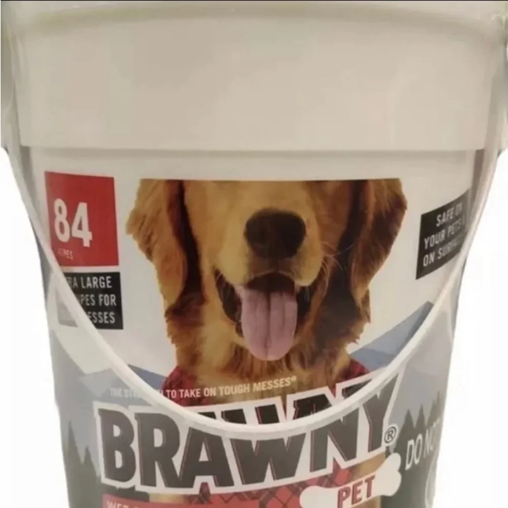 Pet Care Brawny Wet Cleaning Wipes 84 Wipes Bucket. Brand New.